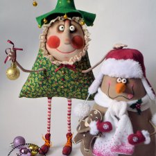 Авторские текстильные игрушки Лена-Лешка