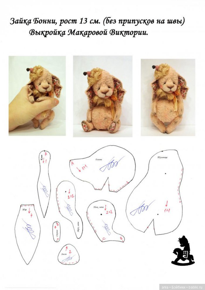 Зайка Бонни, автор выкройки игрушки Макарова Виктория
