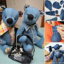 Мишка тедди из старых старых джинсов, выкройка игрушки