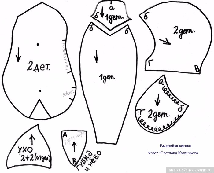 Котенок тедди, выкройка игрушки Светланы Калмыковой