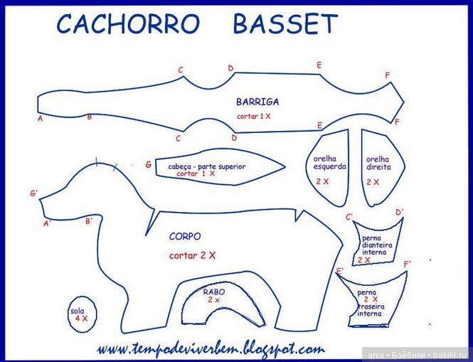 Выкройка текстильной игрушки - Собака (фото 3)