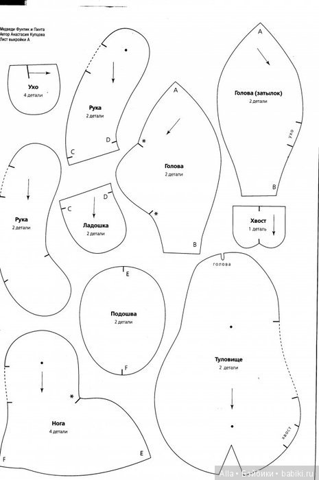 Медведи Фунтик и Пинта Анастасии Купцовой, выкройка