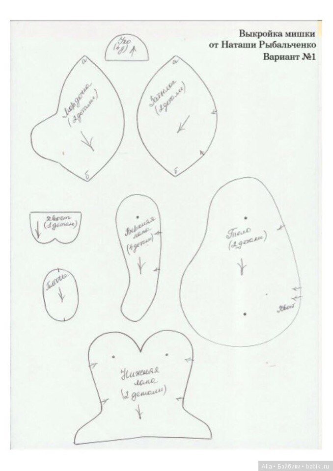 Мишка теди с выкройкой, автор Наташа Рыбальченко