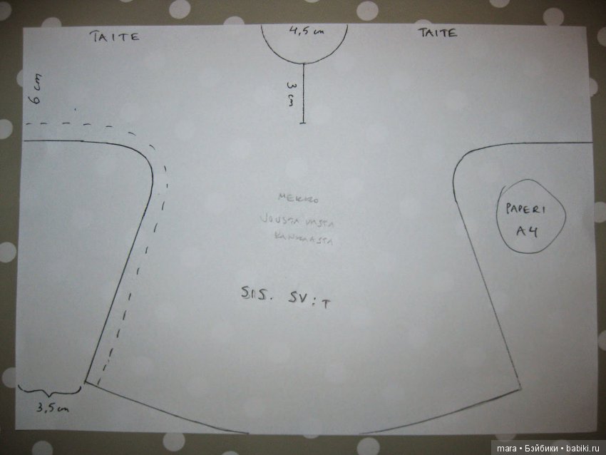 Выкройка платья для куклы Дисней Аниматор