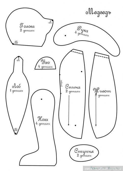 Выкройка игрушки мишка — Выкройки Мишек Тедди и медведей: классика (фото 2)