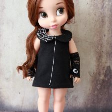 Выкройка черного трикотажного платья для кукол Дисней Аниматорс от Марины Быковой