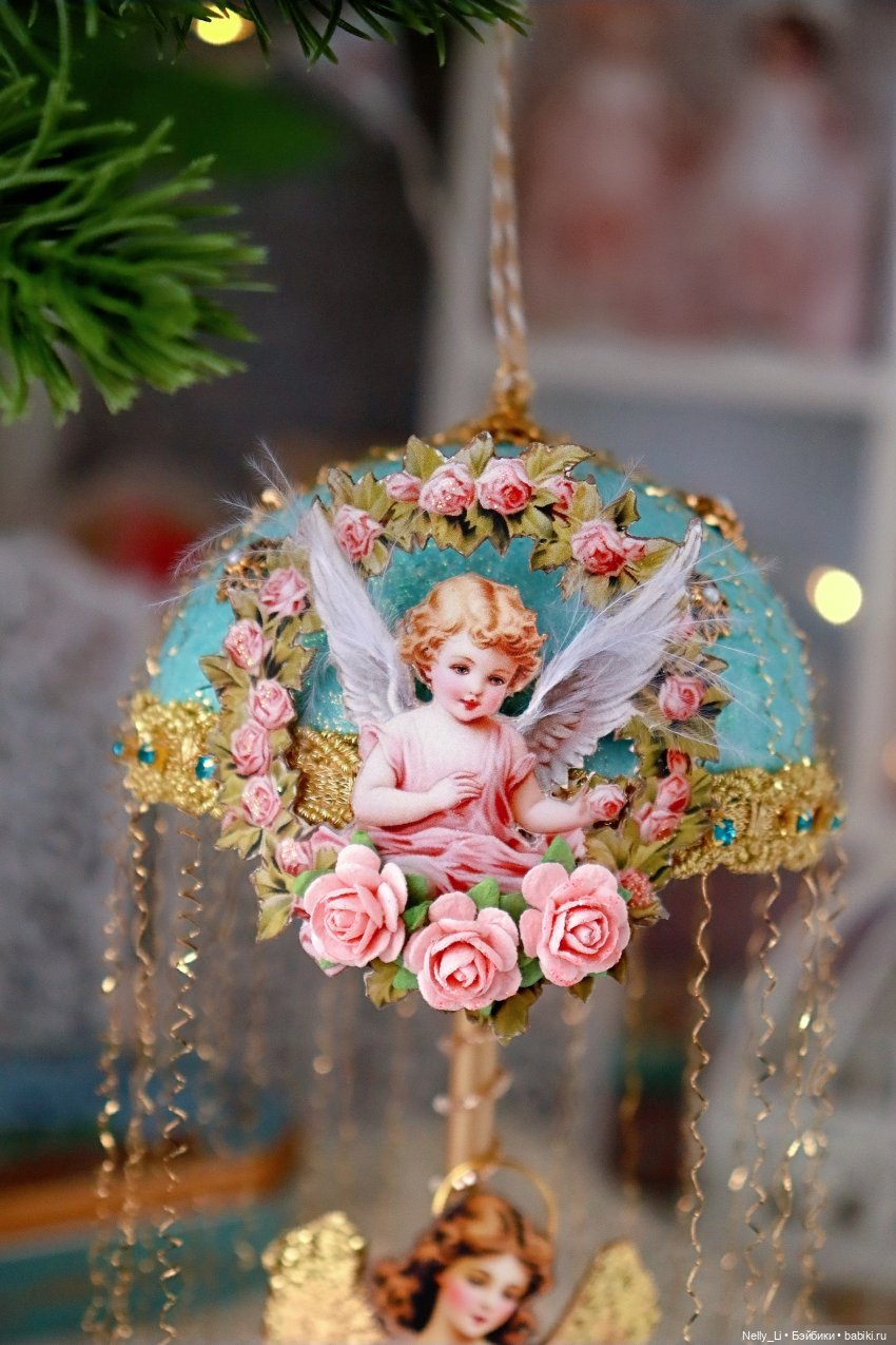 Ёлочная игрушка «Ангел» в старинном стиле (фото 8)