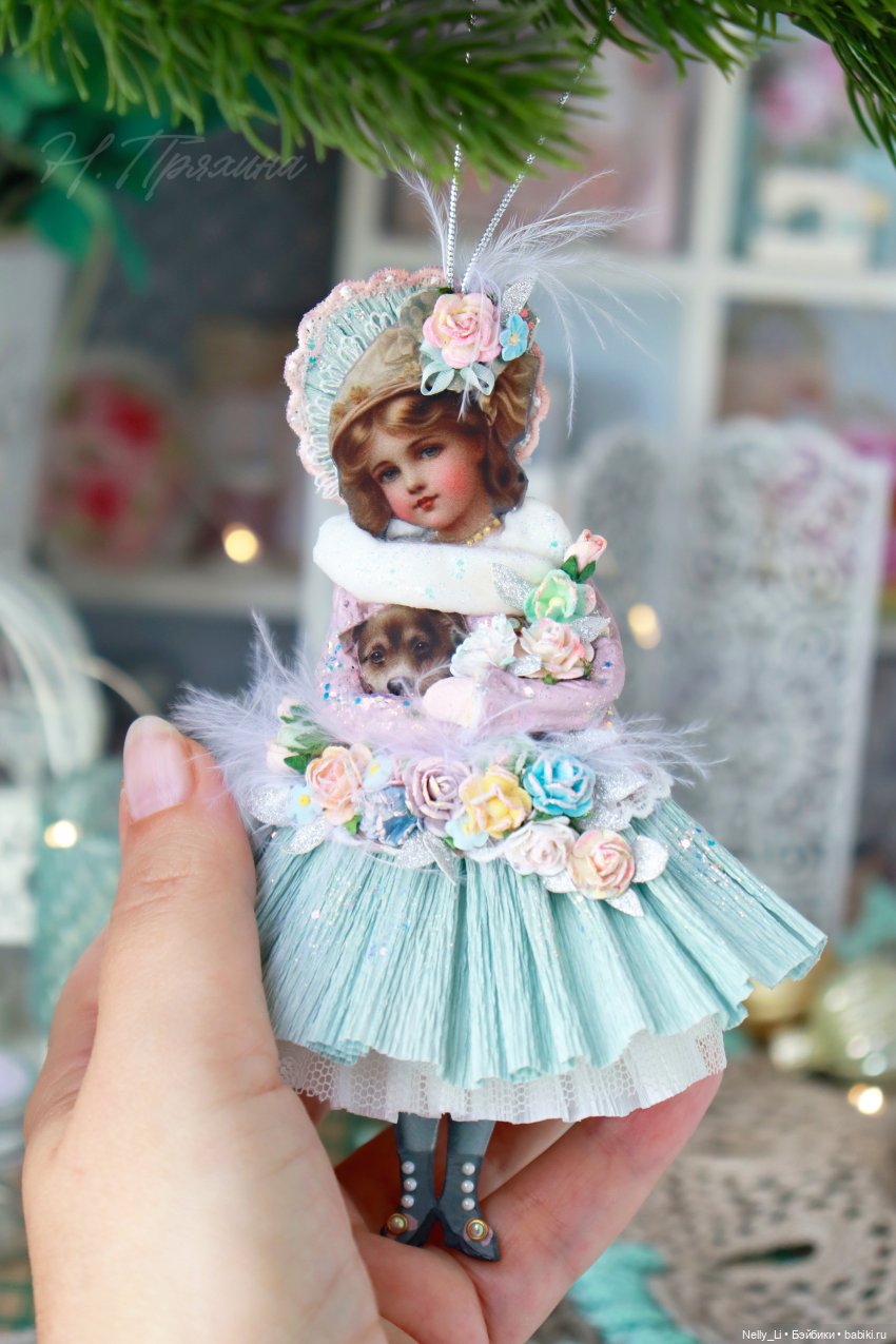 Ещё одна милая картонажная кукла Фанни в ретро стиле (фото 10)