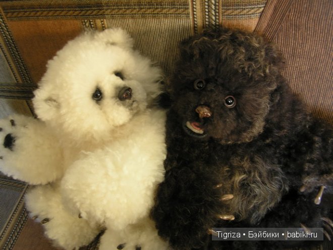 Разномастная двойня. Мишки из натурального меха