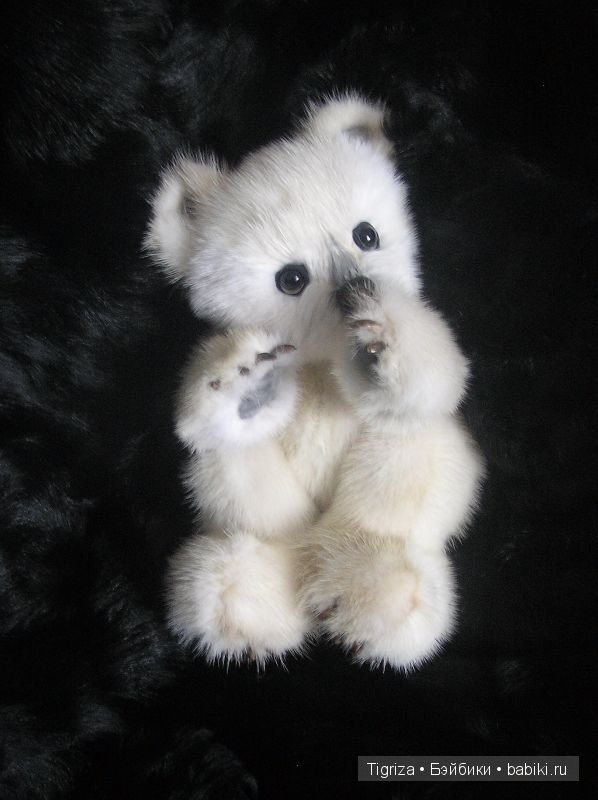 Полярный мишка тедди из натурального меха