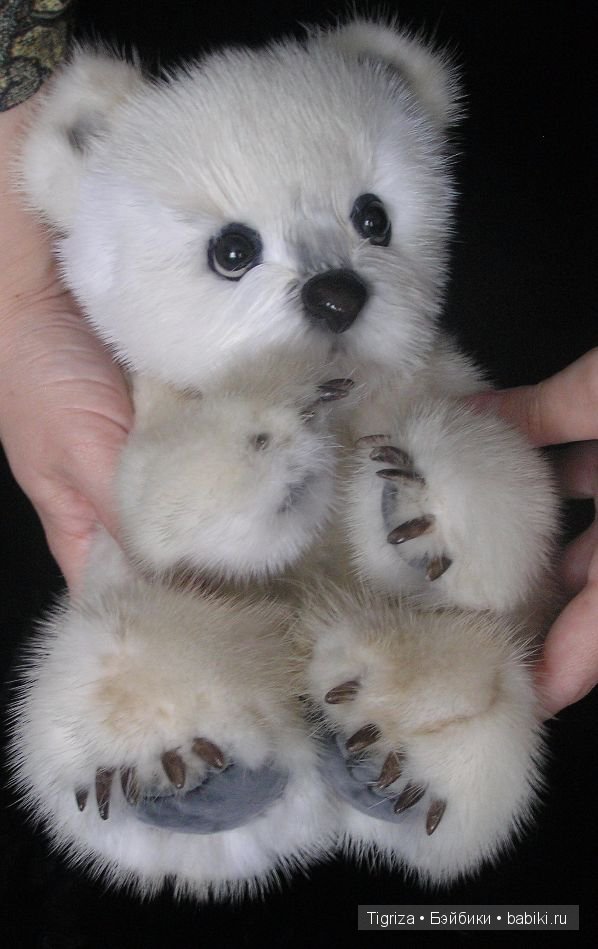 Полярный мишка тедди из натурального меха