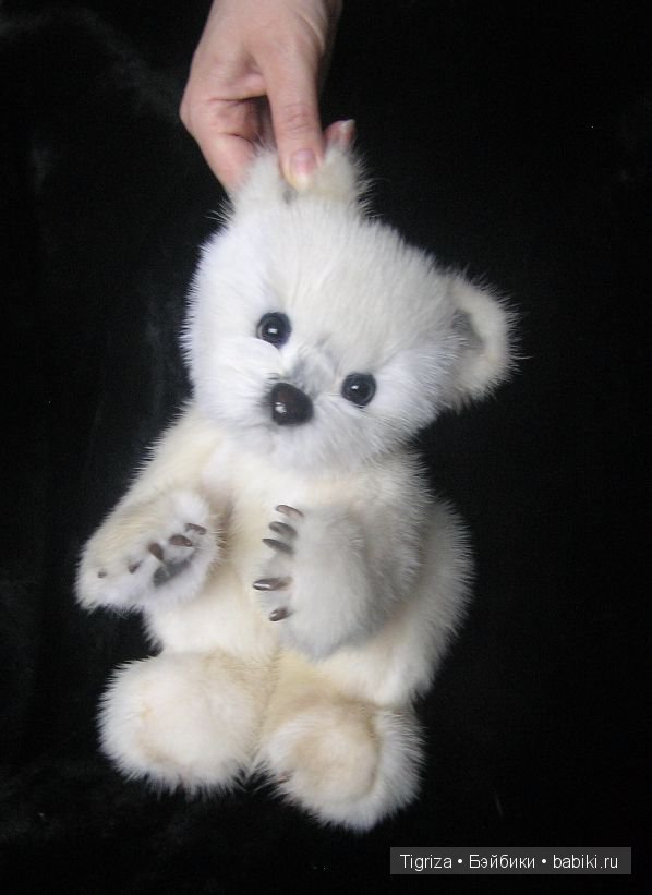 Полярный мишка тедди из натурального меха