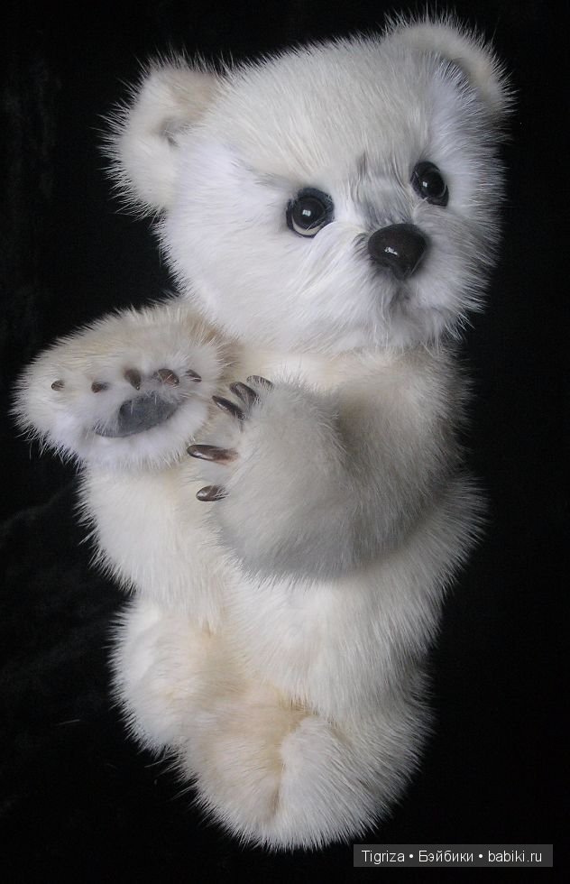 Полярный мишка тедди из натурального меха