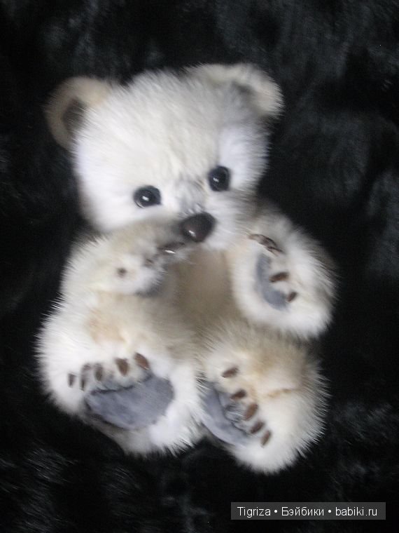 Полярный мишка тедди из натурального меха