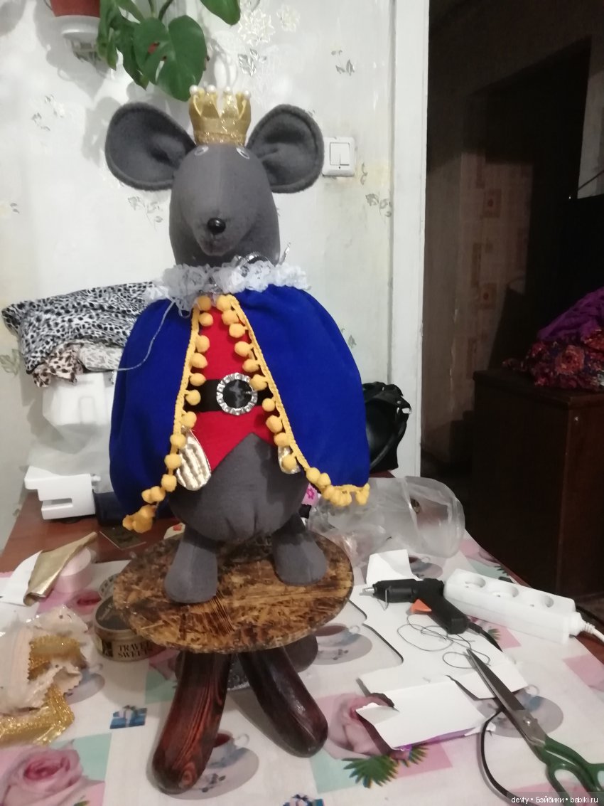 Игрушка ёлочная Мастер-класс Новый год Папье-маше Мышиный король Вата Клей