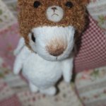 Зайка в костюме мишки,  игрушка ручной работы