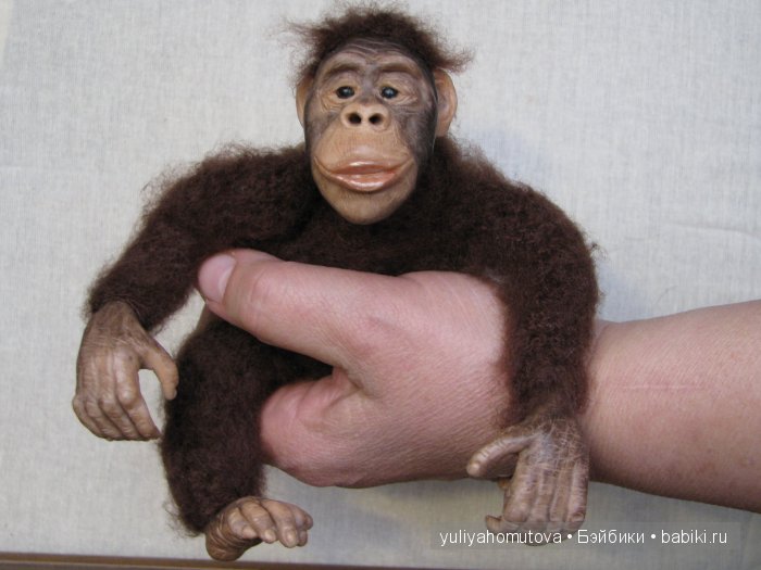 Юный Шишок и обезьянки. Авторские куклы ручной работы