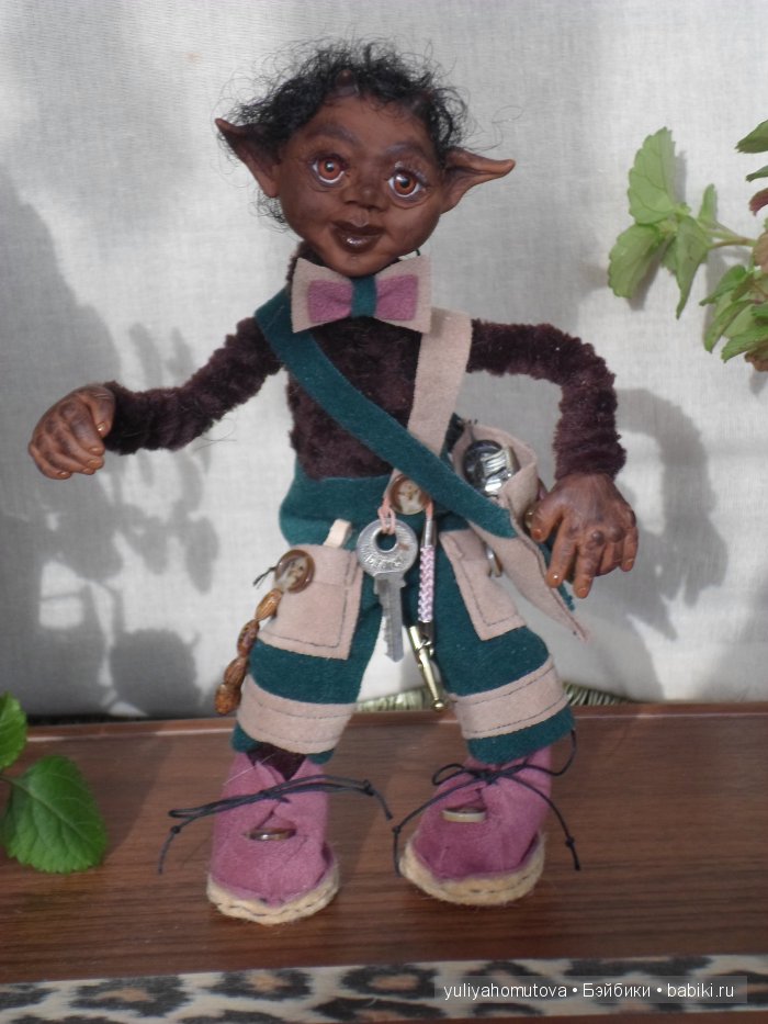 Юный Шишок и обезьянки. Авторские куклы ручной работы (фото 6)