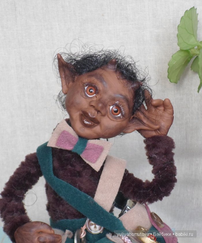 Юный Шишок и обезьянки. Авторские куклы ручной работы (фото 7)