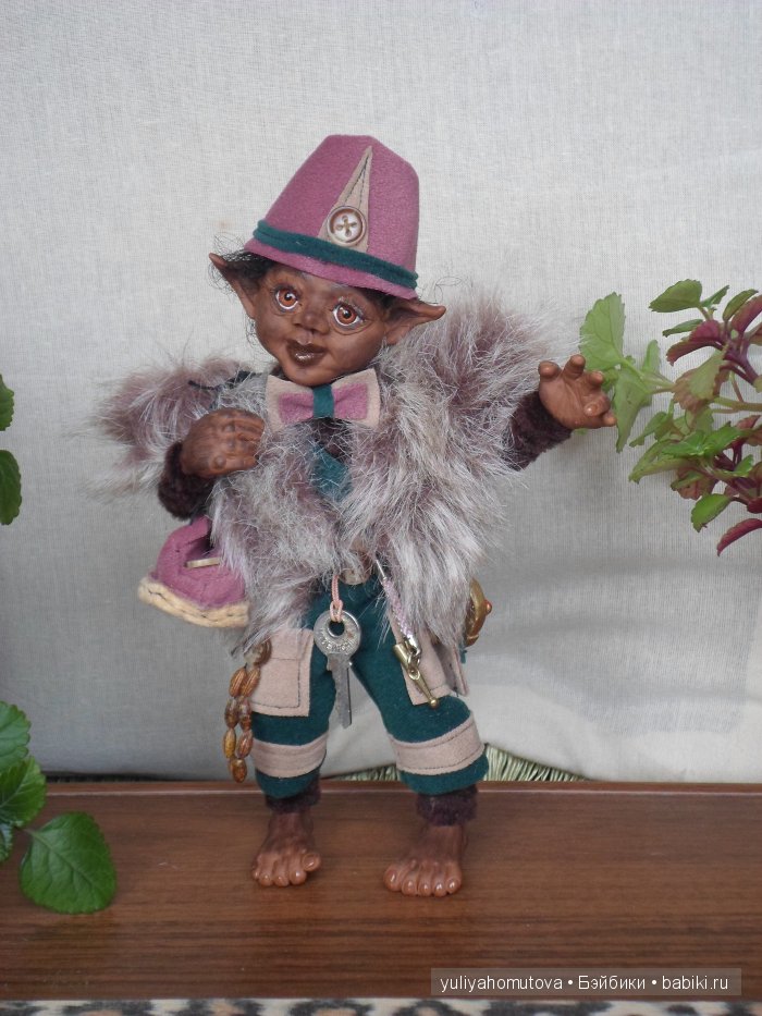 Юный Шишок и обезьянки. Авторские куклы ручной работы