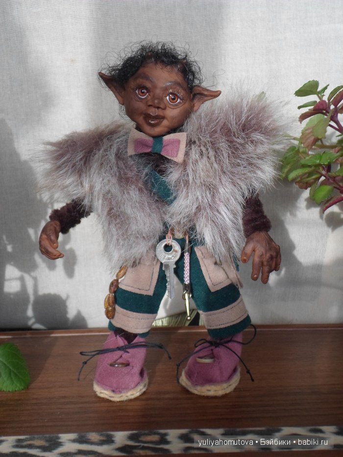 Юный Шишок и обезьянки. Авторские куклы ручной работы (фото 4)