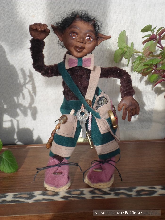 Юный Шишок и обезьянки. Авторские куклы ручной работы (фото 5)
