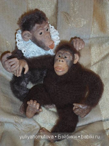 Юный Шишок и обезьянки. Авторские куклы ручной работы