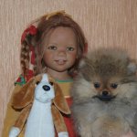 Прекрасная малышка Тиви от Annette Himstedt и ее питомец, померанский шпиц Бонечка.