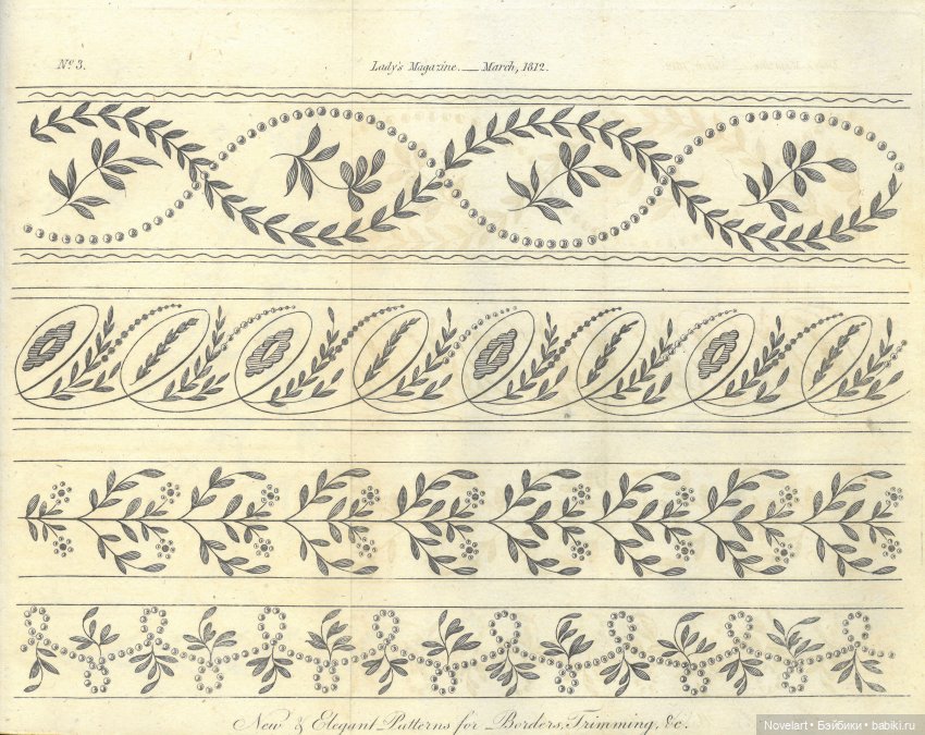 Старинные схемы вышивок 1810-1812г, которые можно использовать для вышивки кукольной одежды и аксессуаров (фото 4)