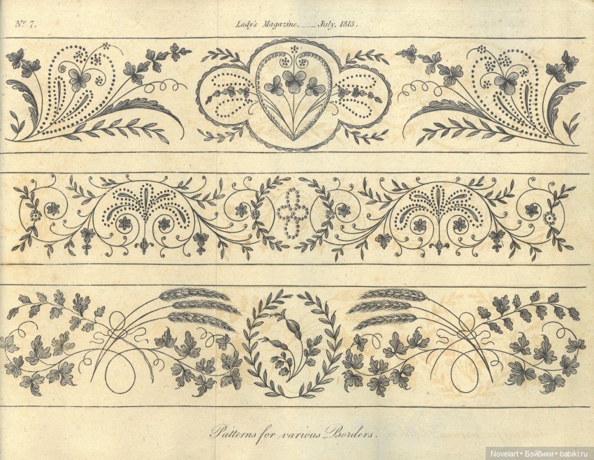 Старинные схемы вышивок 1810-1812г, которые можно использовать для вышивки кукольной одежды и аксессуаров (фото 3)