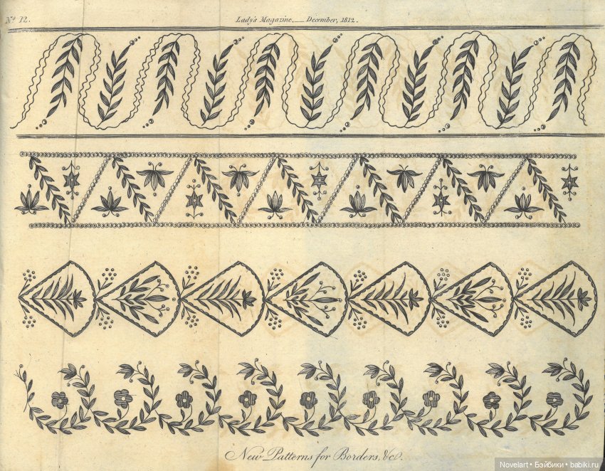 Старинные схемы вышивок 1810-1812г, которые можно использовать для вышивки кукольной одежды и аксессуаров