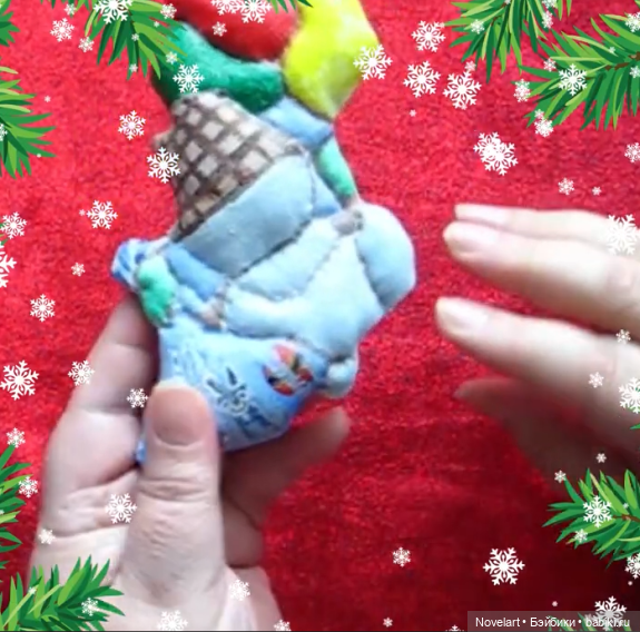 Снеговик с шариками, новогодняя игрушка. Описание пошива (фото 9)