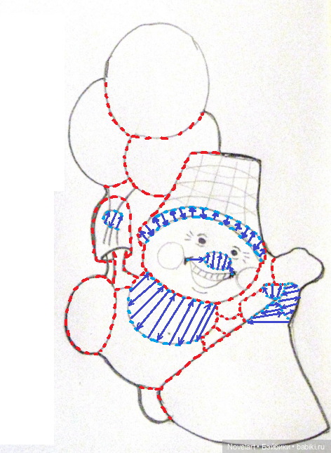 Снеговик с шариками, новогодняя игрушка. Описание пошива (фото 6)