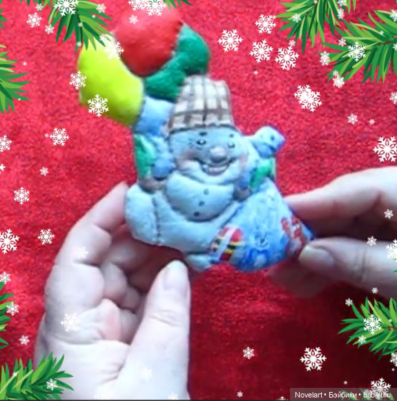 Снеговик с шариками, новогодняя игрушка. Описание пошива (фото 8)