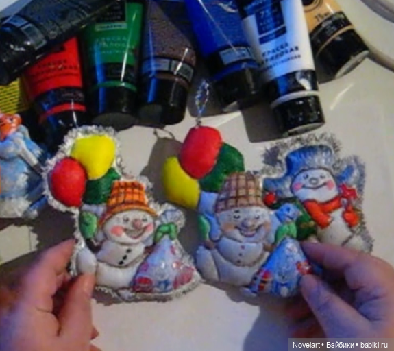 Снеговик с шариками, новогодняя игрушка. Описание пошива (фото 5)