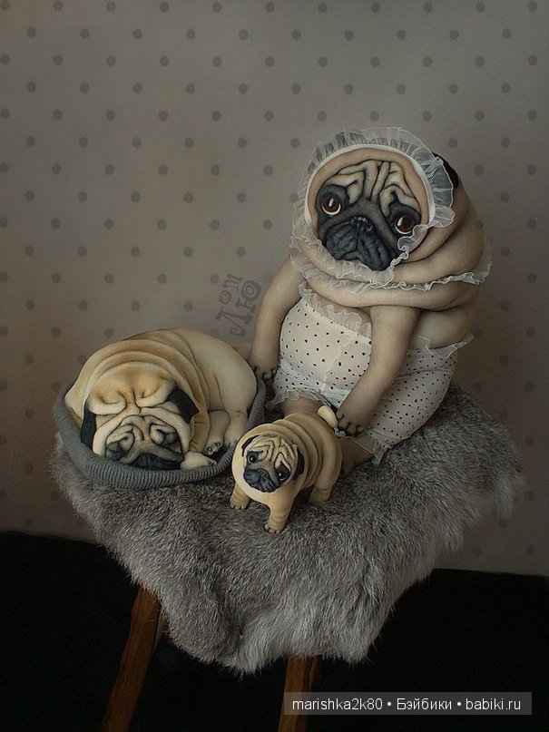 Мопсики от Лю — Куклы из капрона и чулочной техники: авторские игрушки