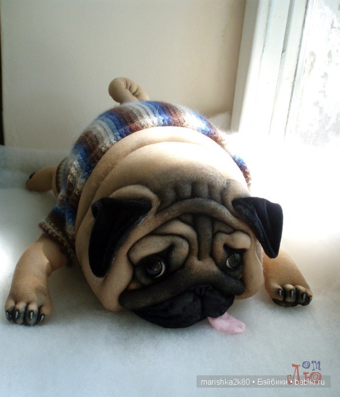 Мопсики от Лю — Куклы из капрона и чулочной техники: авторские игрушки