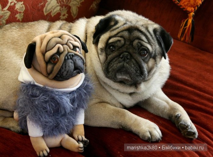 Мопсики от Лю — Куклы из капрона и чулочной техники: авторские игрушки