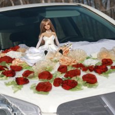 Куклы невесты на свадебном автомобиле