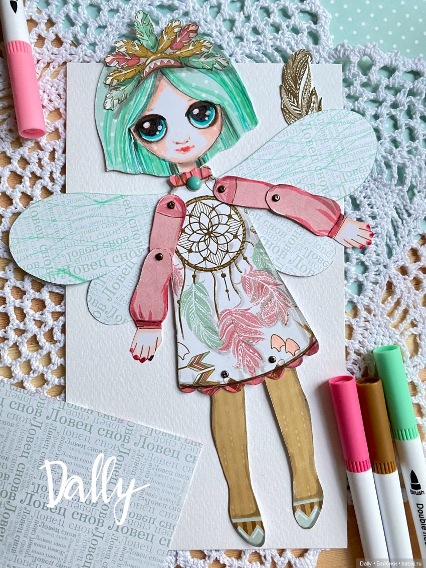 Травяная и Ловец снов — Авторские куклы из дерева (фото 7)