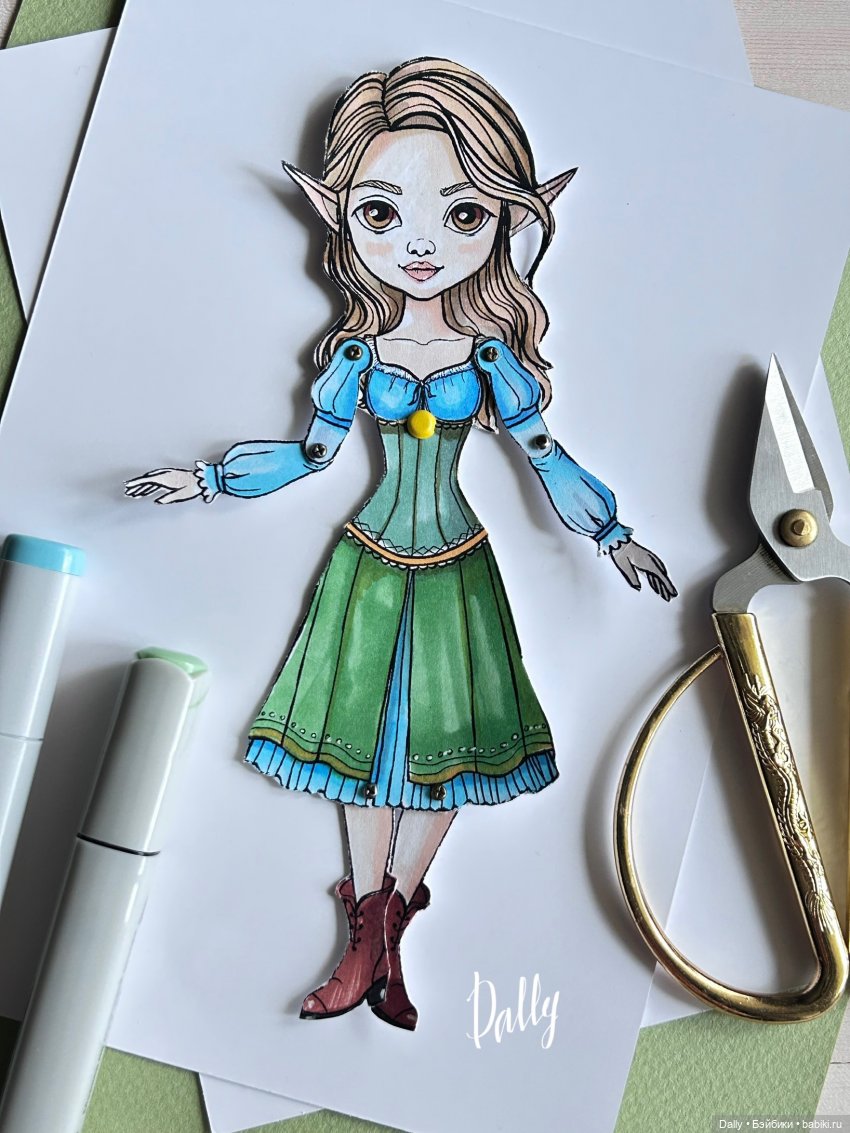 Бумажная подвижная кукла Полли