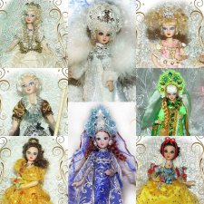 Принцессы, царевны - мои сказочные костюмы на фарфоровых куклах