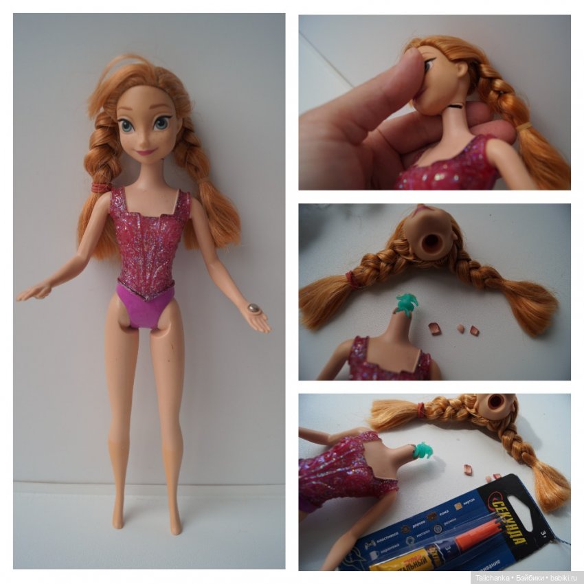 Четвёртая выписка апреля. Замена тела, флокировка с частичной прошивкой, раскрошилась шея Анны, лепка потерявшейся ножки