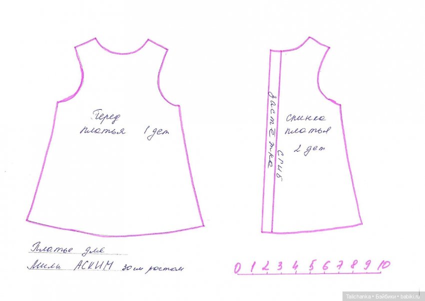 Выкройка простого платьица для Милы АСКИМ ростом 30 см (фото 2)