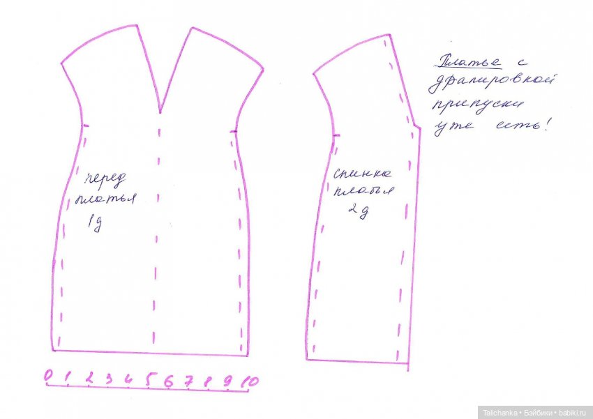 Выкройка платья с драпировкой для Санди, Сюзи и других девушек-подружек Барби