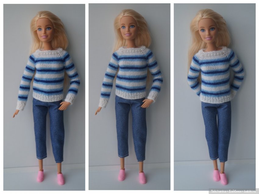 Свитера для Барби. Осваиваю микровязание - платье из швейных ниток (фото 2)