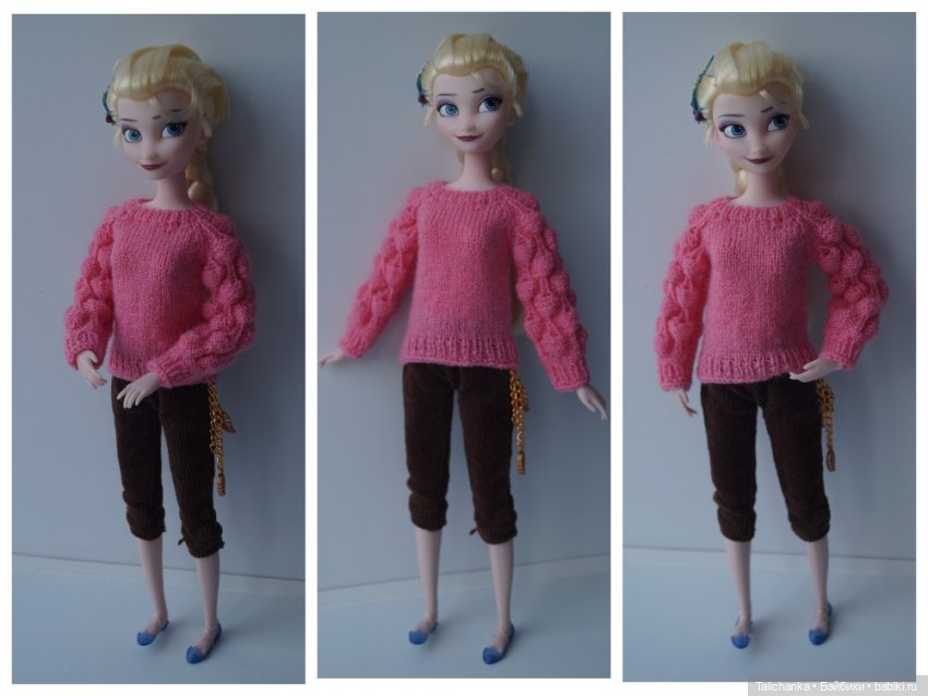 Свитера для Барби. Осваиваю микровязание - платье из швейных ниток (фото 3)