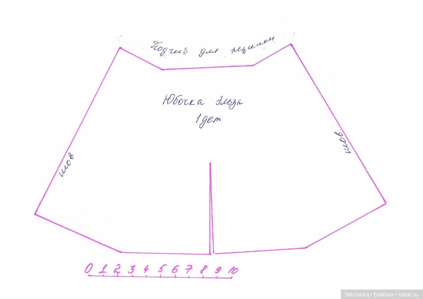 Выкройка юбочки для Эльззы Disney Hasbro Frozen 27 см ростом (фото 2)