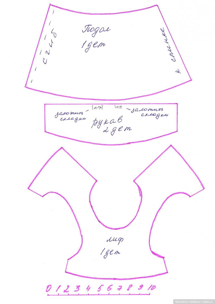 Выкройка платьица для куздеевской Кати ростом 30 см