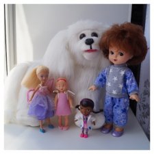 Четвёртая выписка апреля. Снова лечится мягкая игрушка. Доктор Плюшева обрела вторую косичку и наряд. Клей+сода лечит перелом шеи с частиной утратой